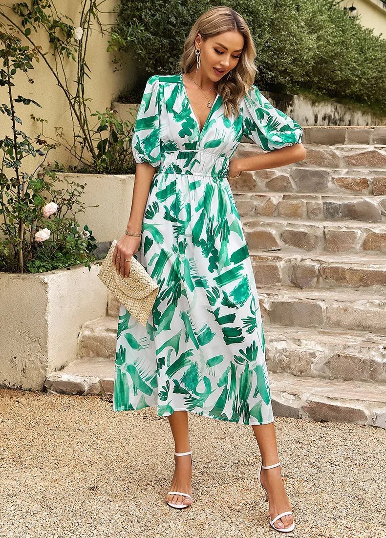 Dames Midi Jurk Bloemenprint Elegant