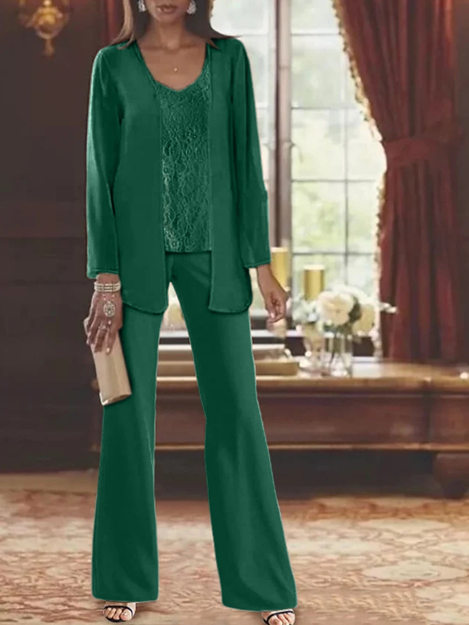 Dames Chiffon Jurk met Pailletten Jas