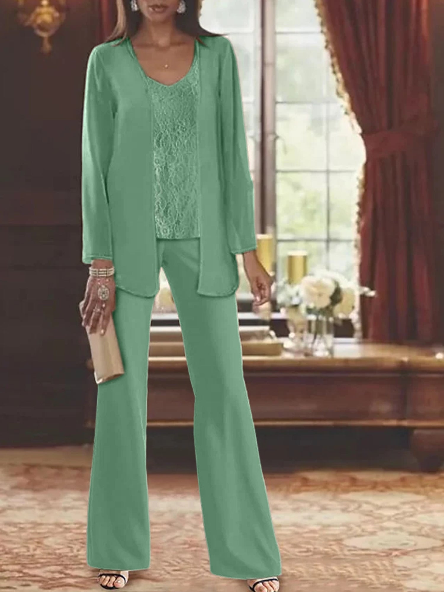 Dames Chiffon Jurk met Pailletten Jas