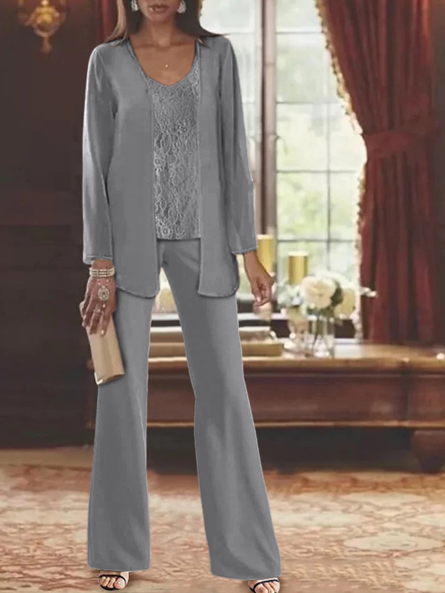 Dames Chiffon Jurk met Pailletten Jas