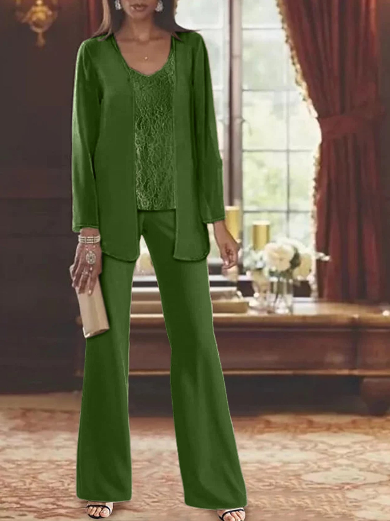 Dames Chiffon Jurk met Pailletten Jas