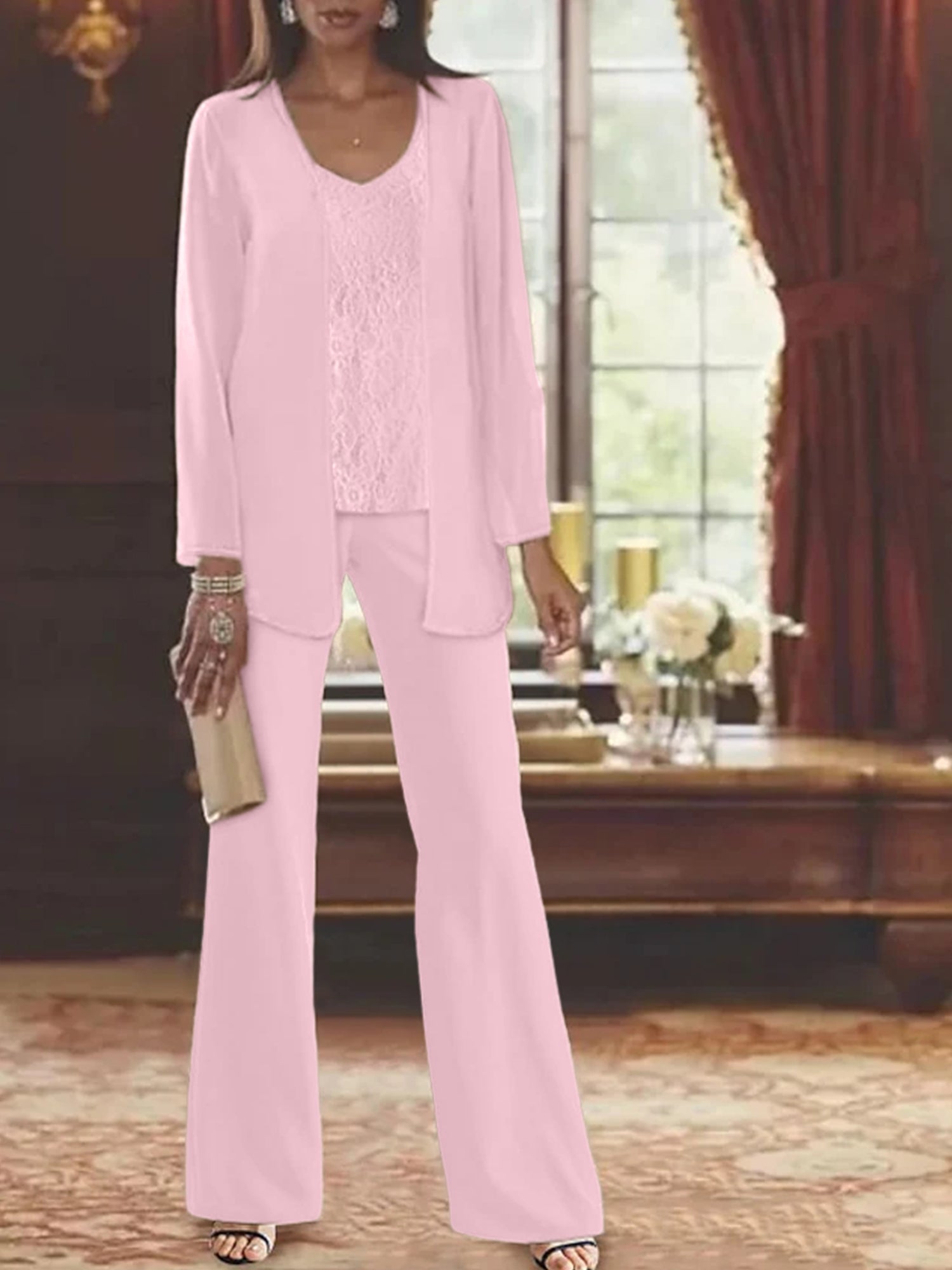Dames Chiffon Jurk met Pailletten Jas