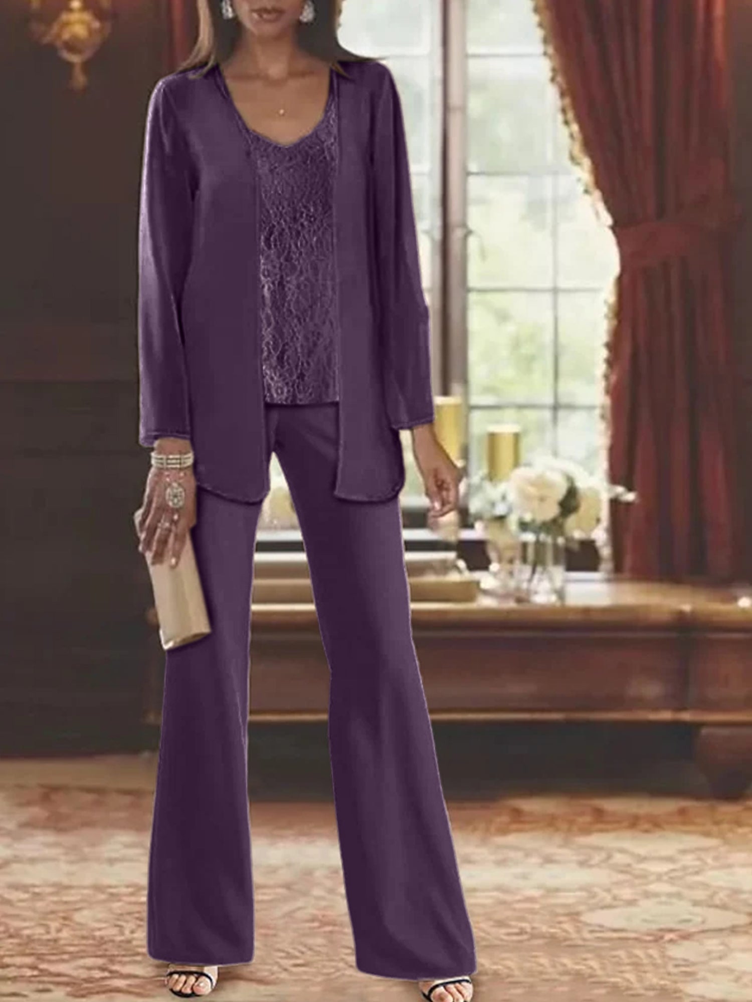 Dames Chiffon Jurk met Pailletten Jas