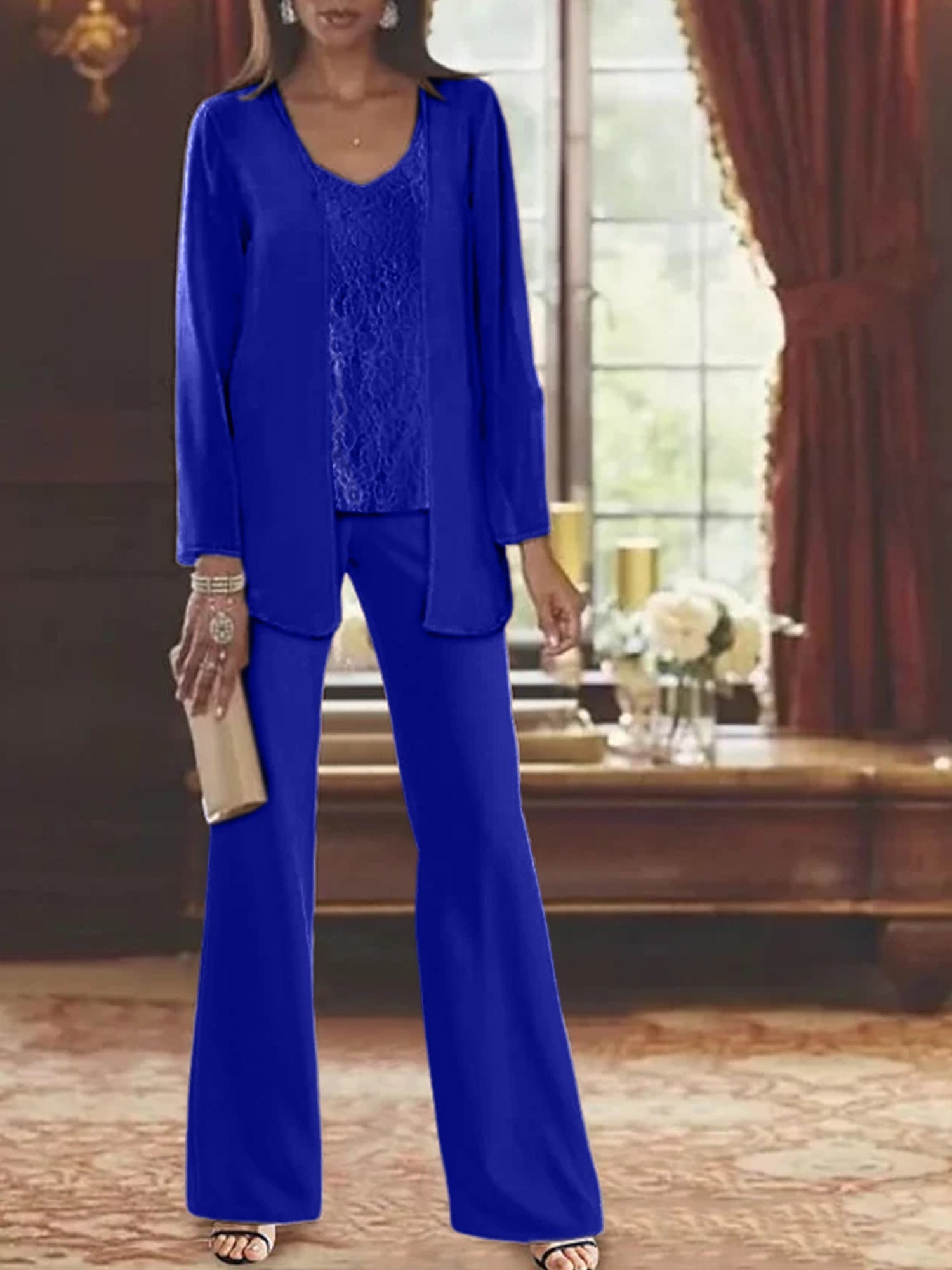 Dames Chiffon Jurk met Pailletten Jas