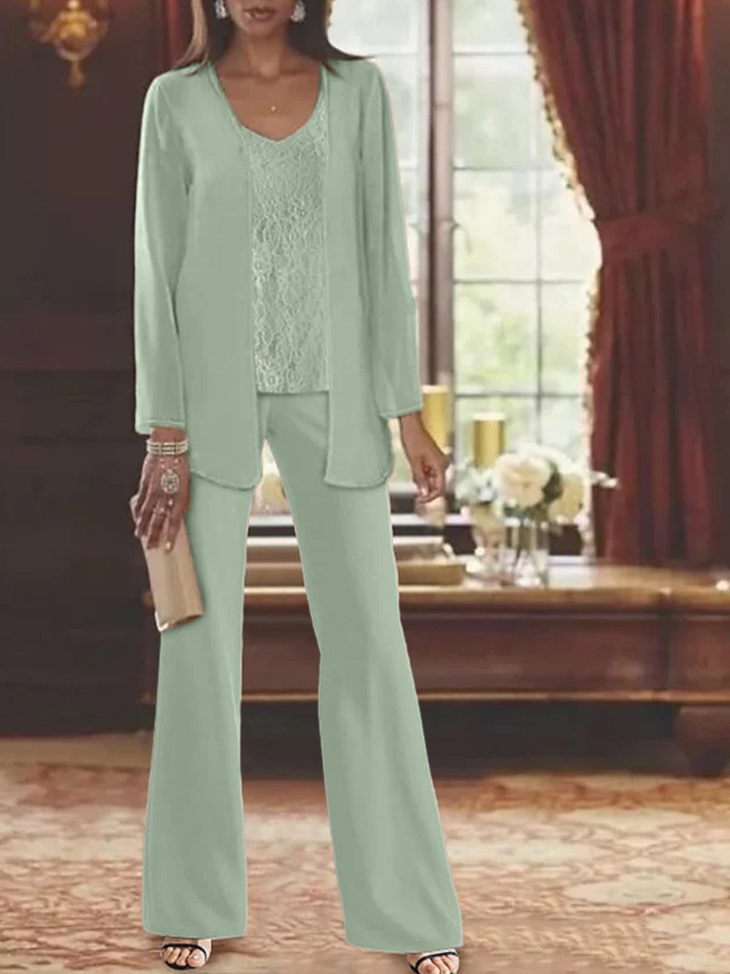 Dames Chiffon Jurk met Pailletten Jas