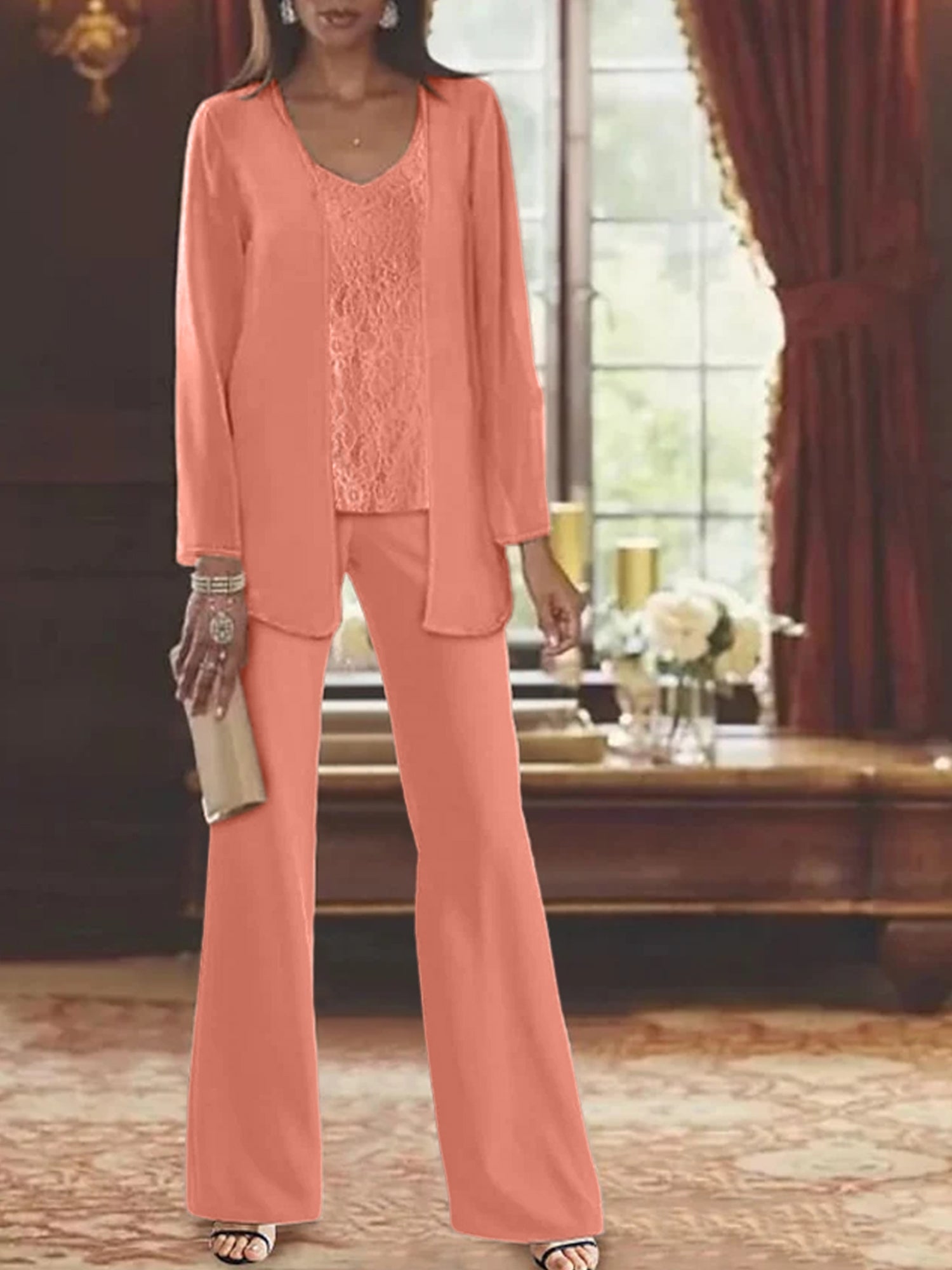 Dames Chiffon Jurk met Pailletten Jas