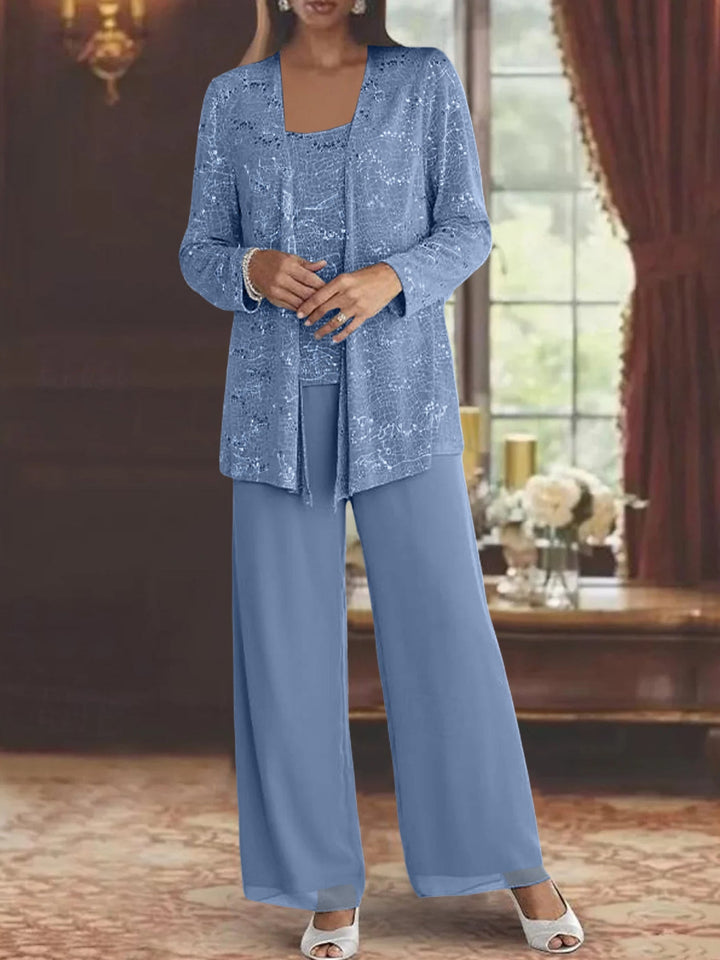 Dames Chiffon Broekpak met Pailletten Jas