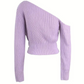Peaches Trui | Geribde Gebreide One-Shoulder Cropped Trui