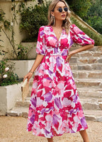 Dames Midi Jurk Bloemenprint Elegant