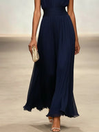 Dames Mouwloze A Lijn Maxi Jurk Chiffon