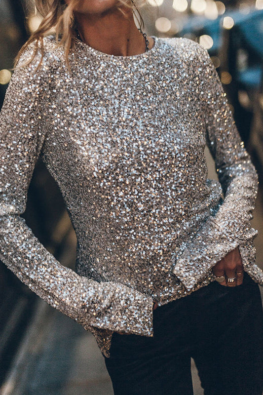 Veera Top | Lange Mouw Sequin Top
