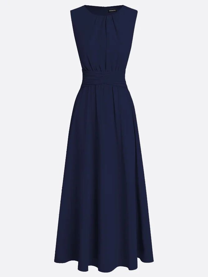 Dames Mouwloze A Lijn Maxi Jurk Chiffon