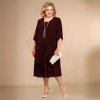 Dames Midi Jurk Chiffon Verfijnde Stijl