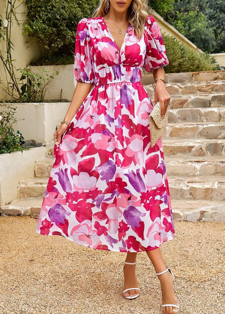 Dames Midi Jurk Bloemenprint Elegant