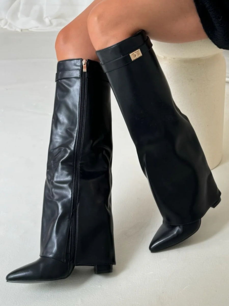 Dames Suède Boots met Gouden Details