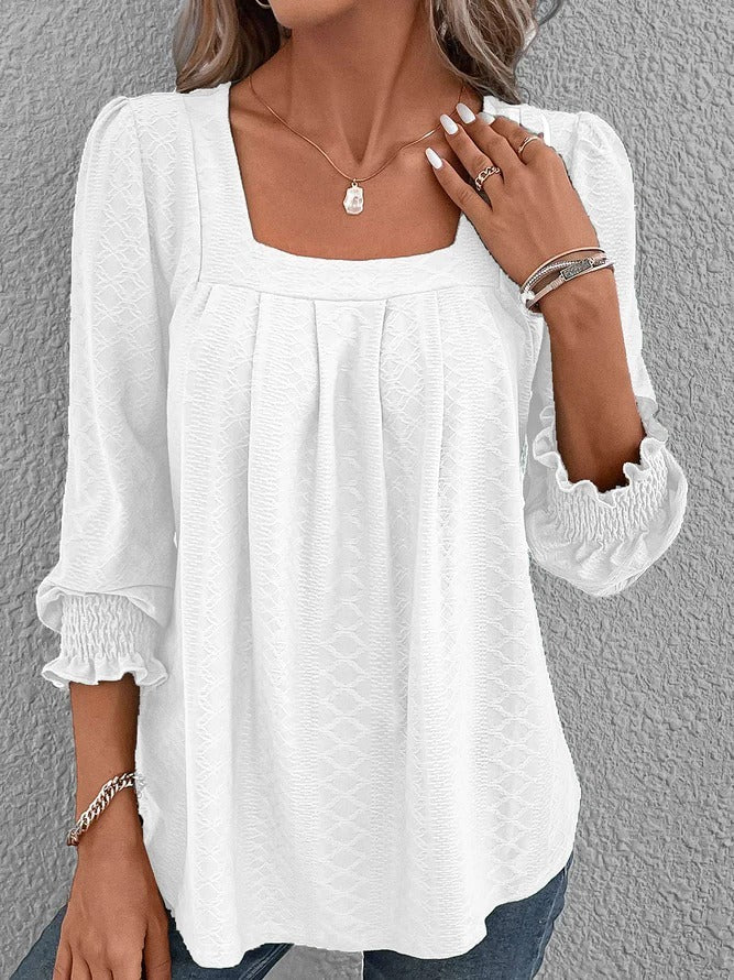 Sabrine Blouse | Katoenen Blouse met Vierkante Halslijn