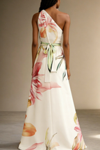 Dames Satijnen One Shoulder Maxi Jurk