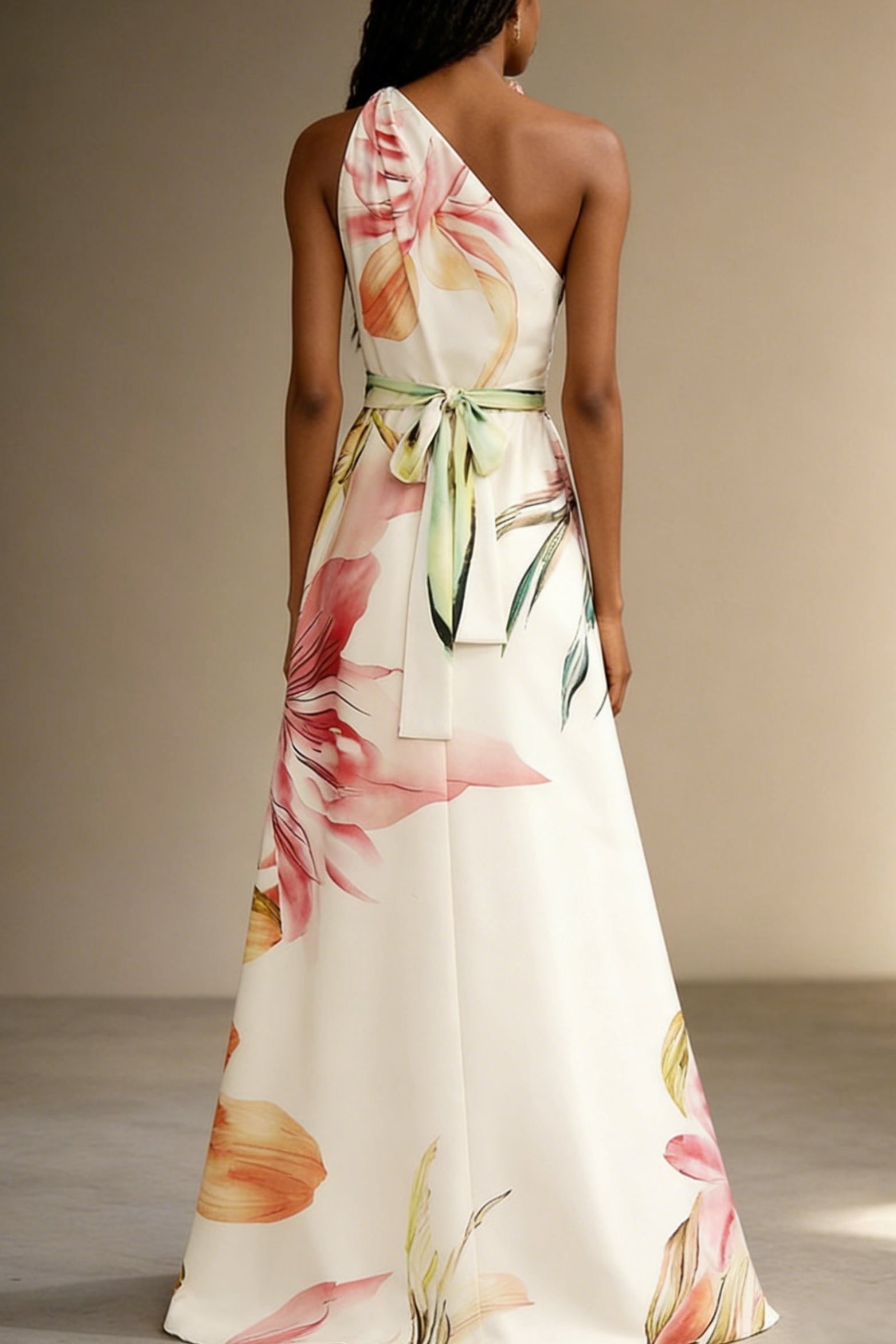 Dames Satijnen One Shoulder Maxi Jurk