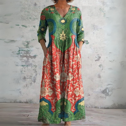 Dames Vintage Maxi Jurk Bloemenprint