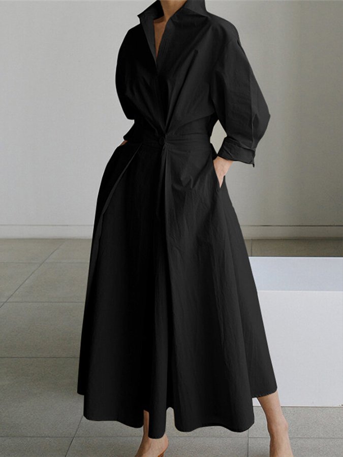 Vicki Jurk | Dames Herfst Elegante Maxi Jurk met Zwierige Pasvorm