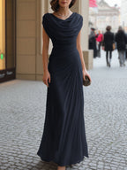 Dames Gedrapeerde Maxi Jurk met Cowl Hals