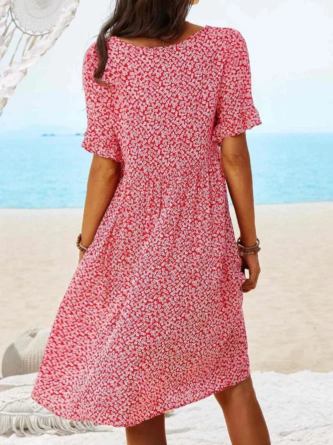 Women's Summer Floral Print Midi Dress
