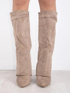 Dames Suède Boots met Gouden Details