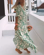 Dames Abstracte Print Maxi Jurk met V Hals