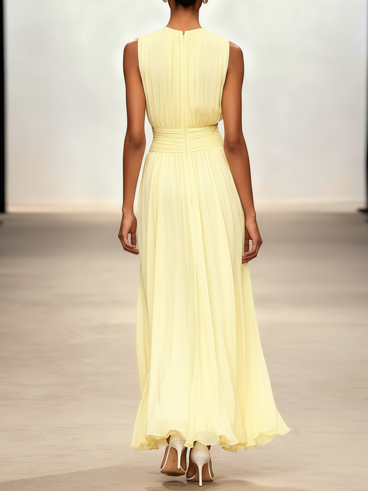 Dames Mouwloze A Lijn Maxi Jurk Chiffon