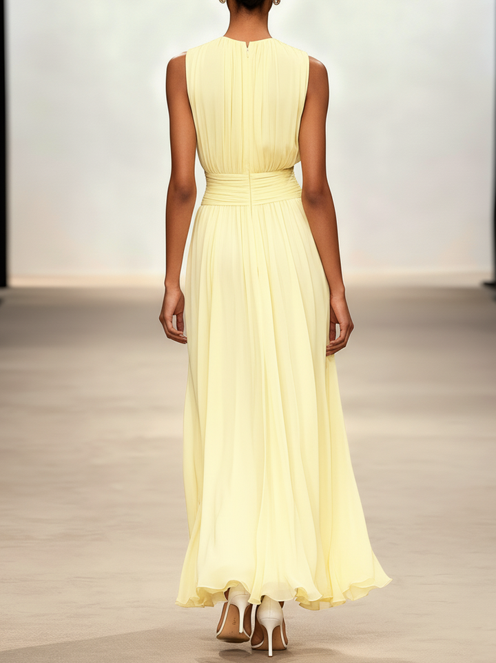 Dames Mouwloze A Lijn Maxi Jurk Chiffon