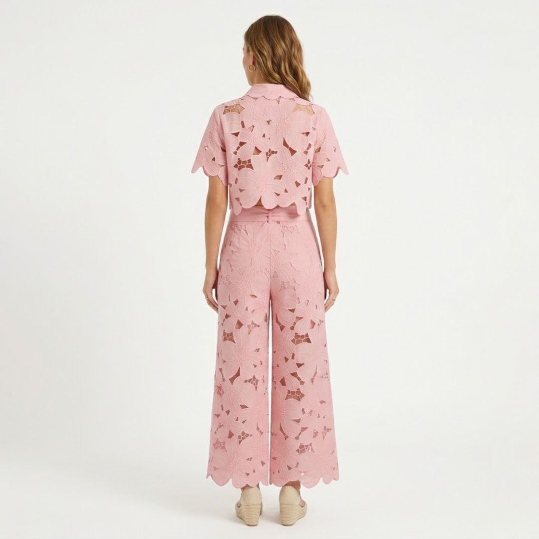Dames Geborduurde Tweedelige Set