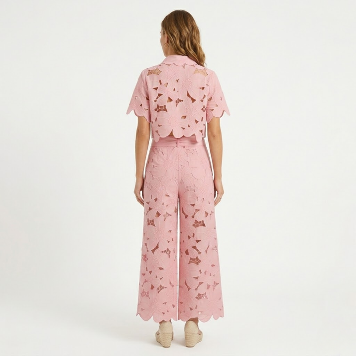 Dames Geborduurde Tweedelige Set