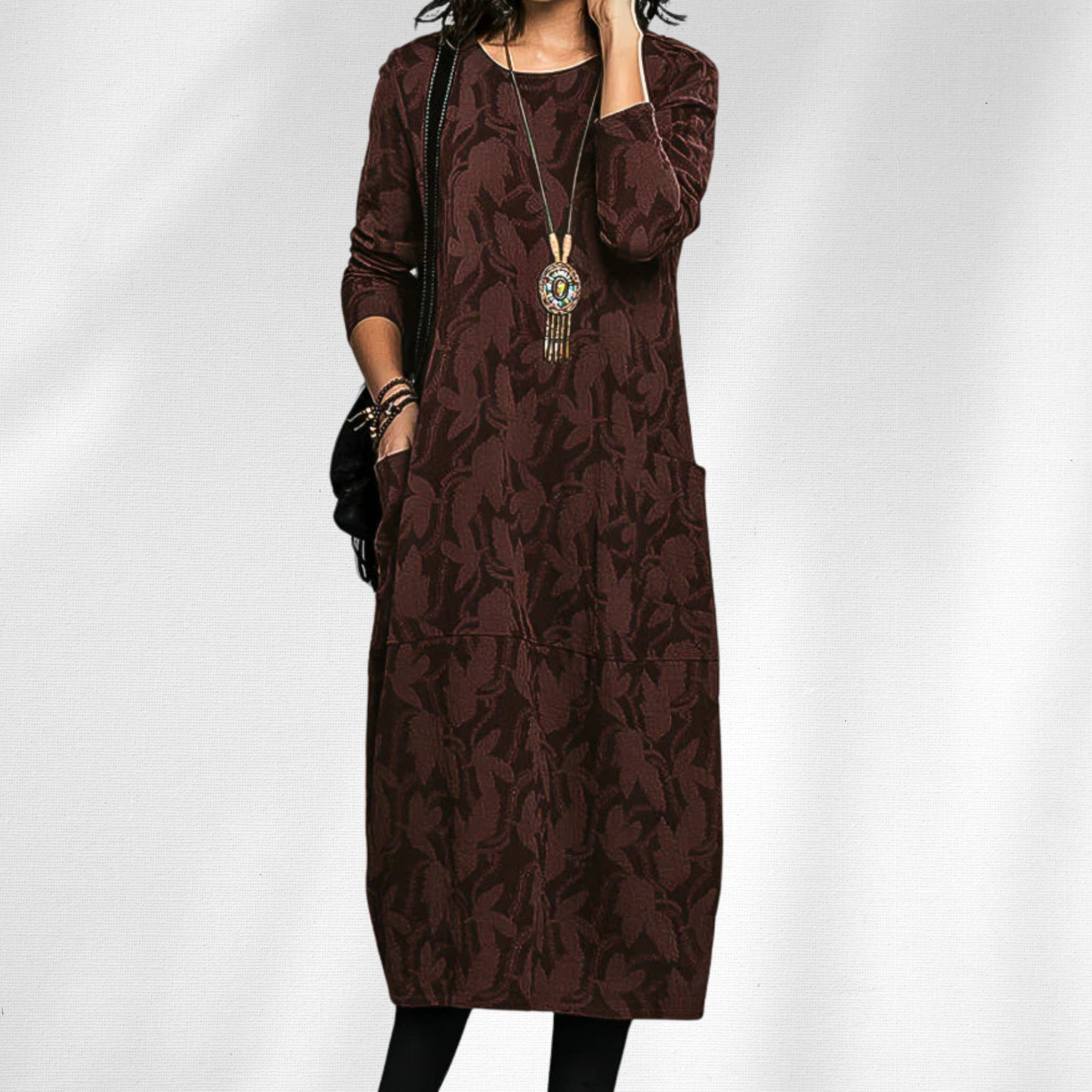 Dames Winter Midi Jurk Lange Mouwen