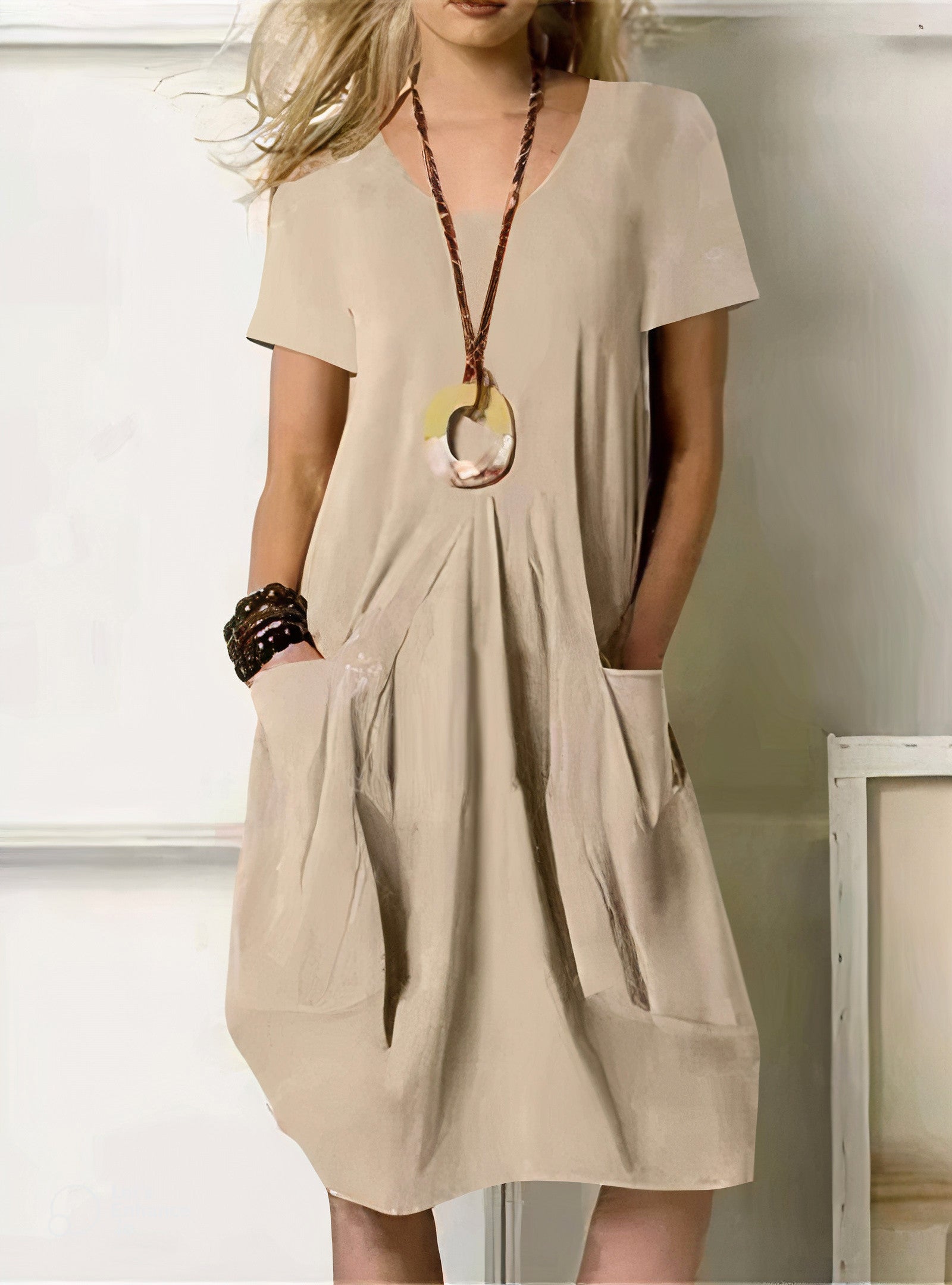 Dames Midi Jurk Relaxed Fit