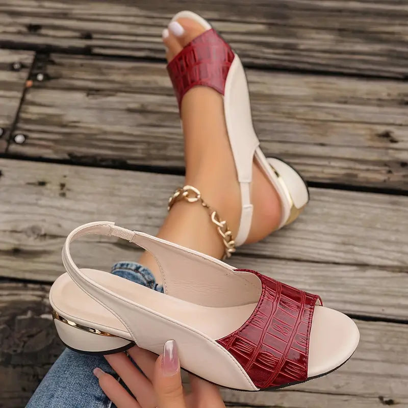 Dames Slingback Blokhak Sandalen Open Teen