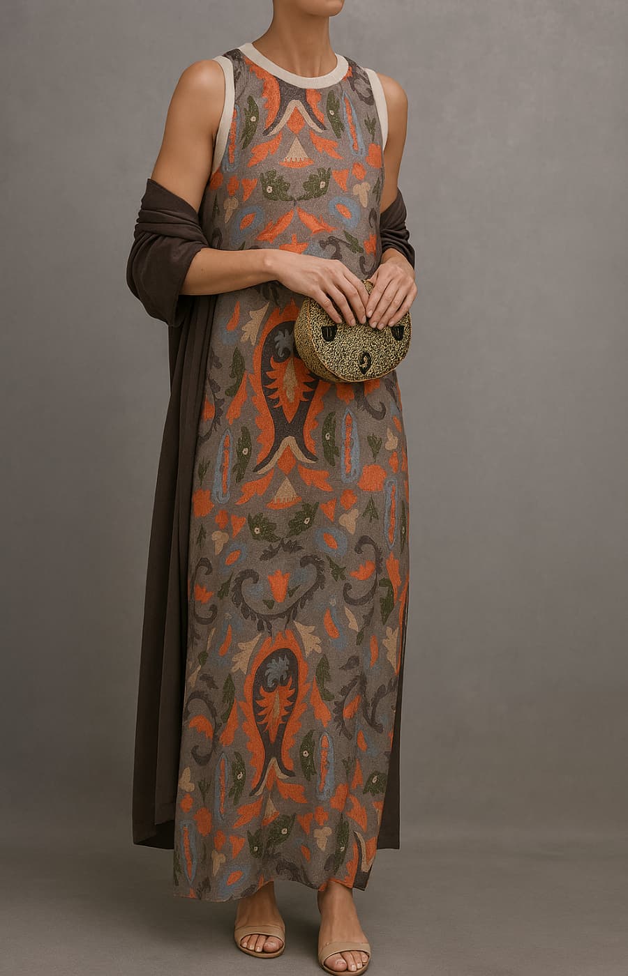 Women's Dress | Matching Open Front Coat Maxi