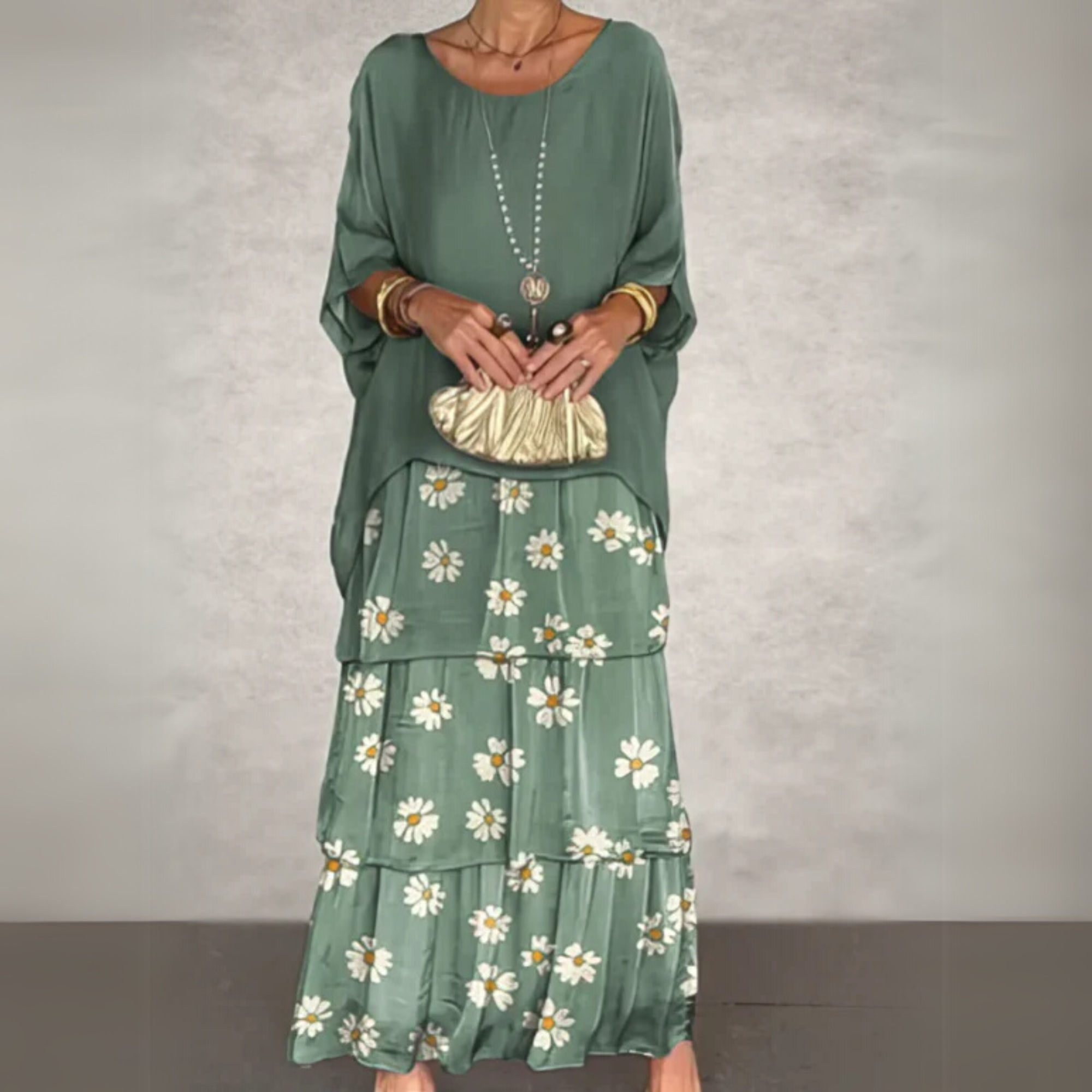 Dames Gelaagde Maxi Rok Jurk