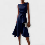 Dames Midi Jurk met Ruffle Zoom en Wikkel Detail