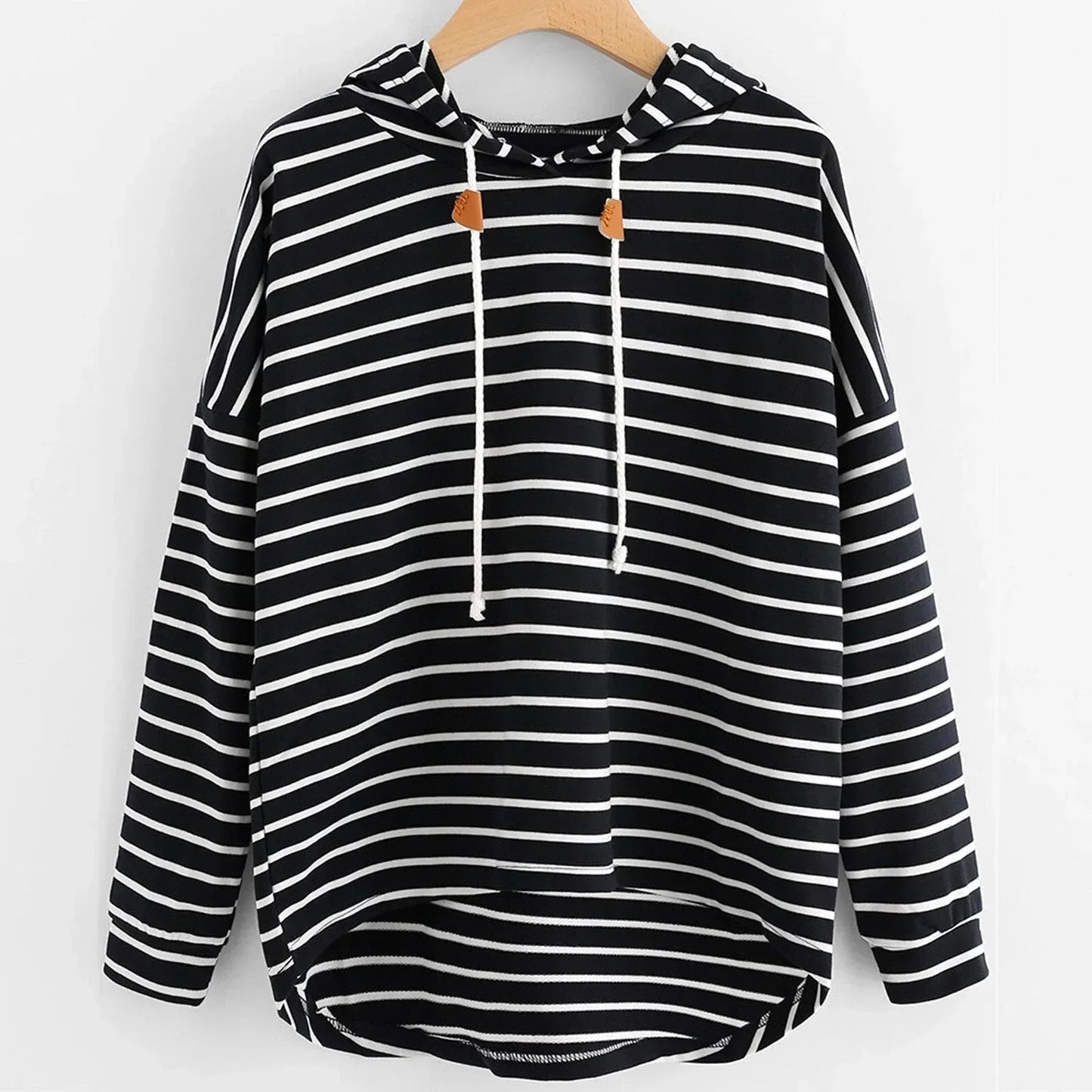 Wasilah Shirt | Dames Herfst Gestreepte Hoodie Longsleeve Shirt