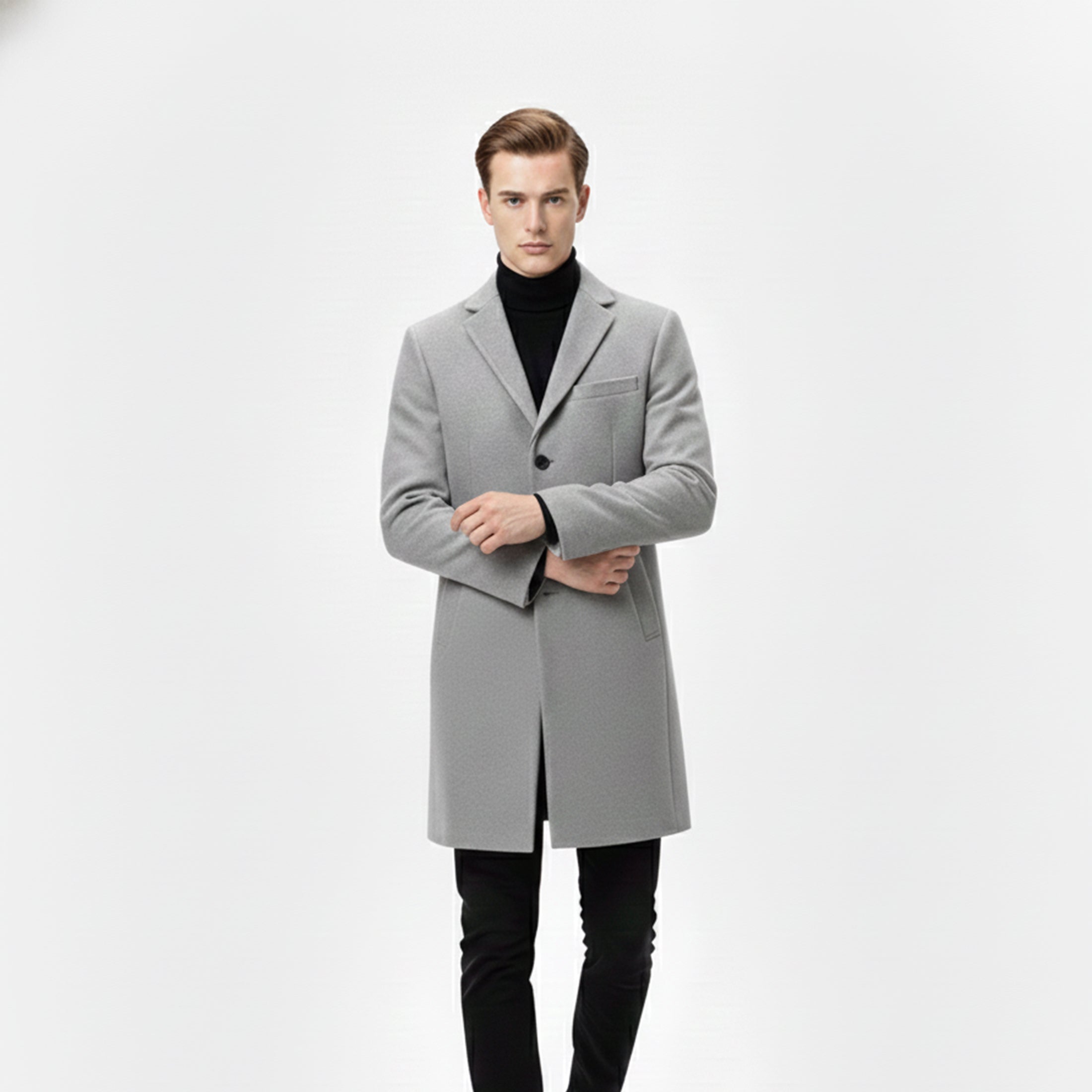 Heren Lange Winterjas Old Money Stijl