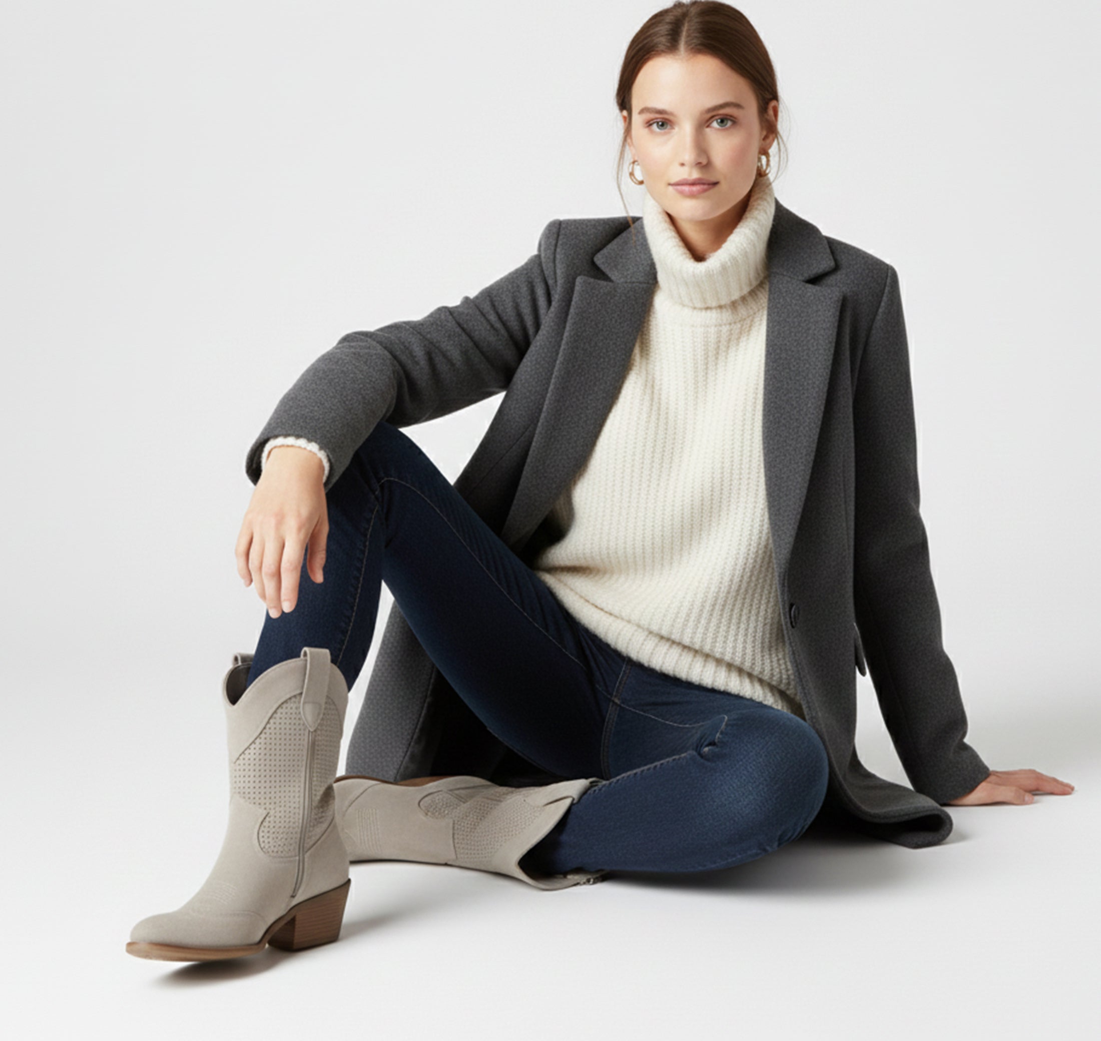 Dames Veter Enkelboots met Blokhak