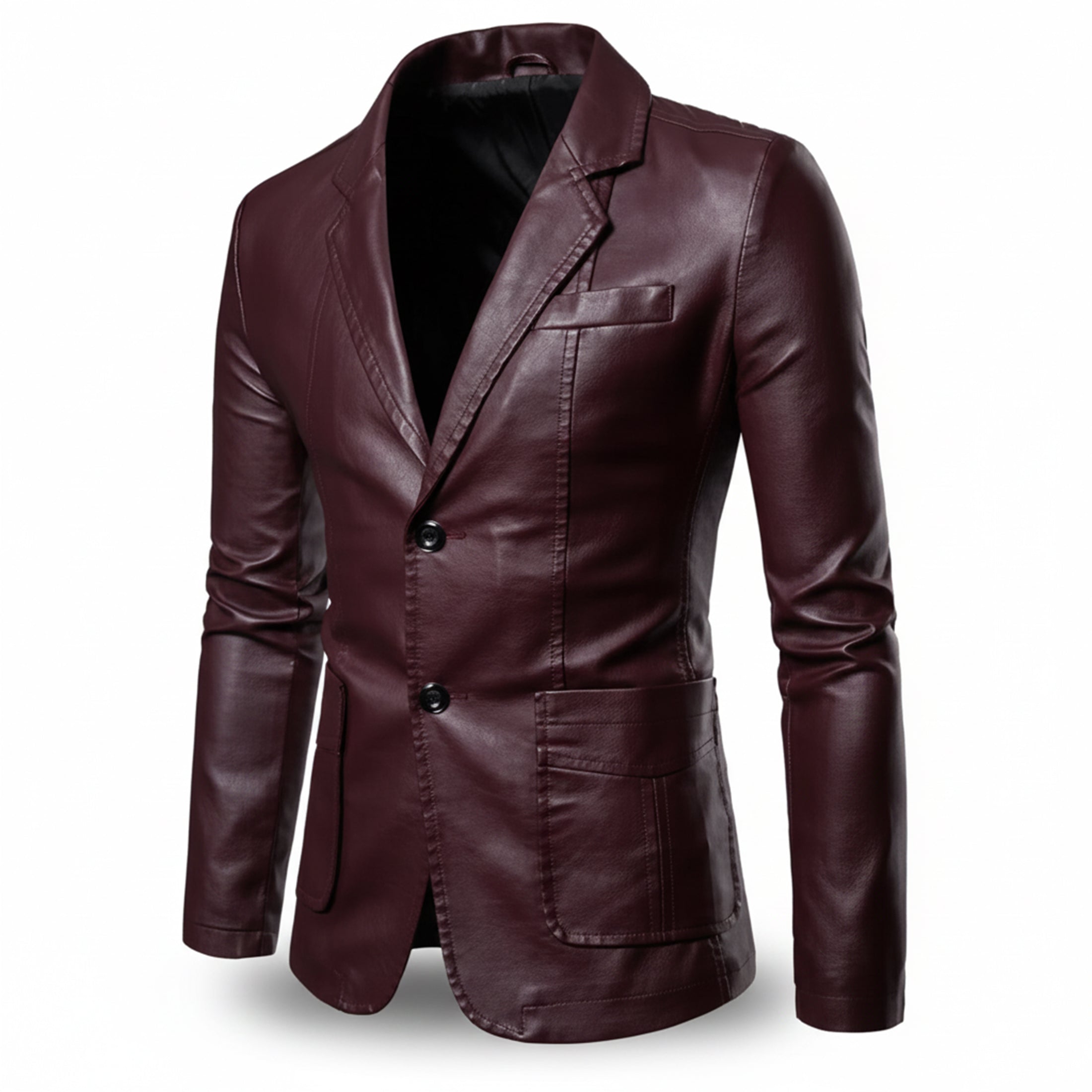 Heren Lange Leren Jas Relaxed Fit