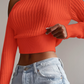 Peaches Trui | Geribde Gebreide One-Shoulder Cropped Trui