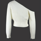 Peaches Trui | Geribde Gebreide One-Shoulder Cropped Trui