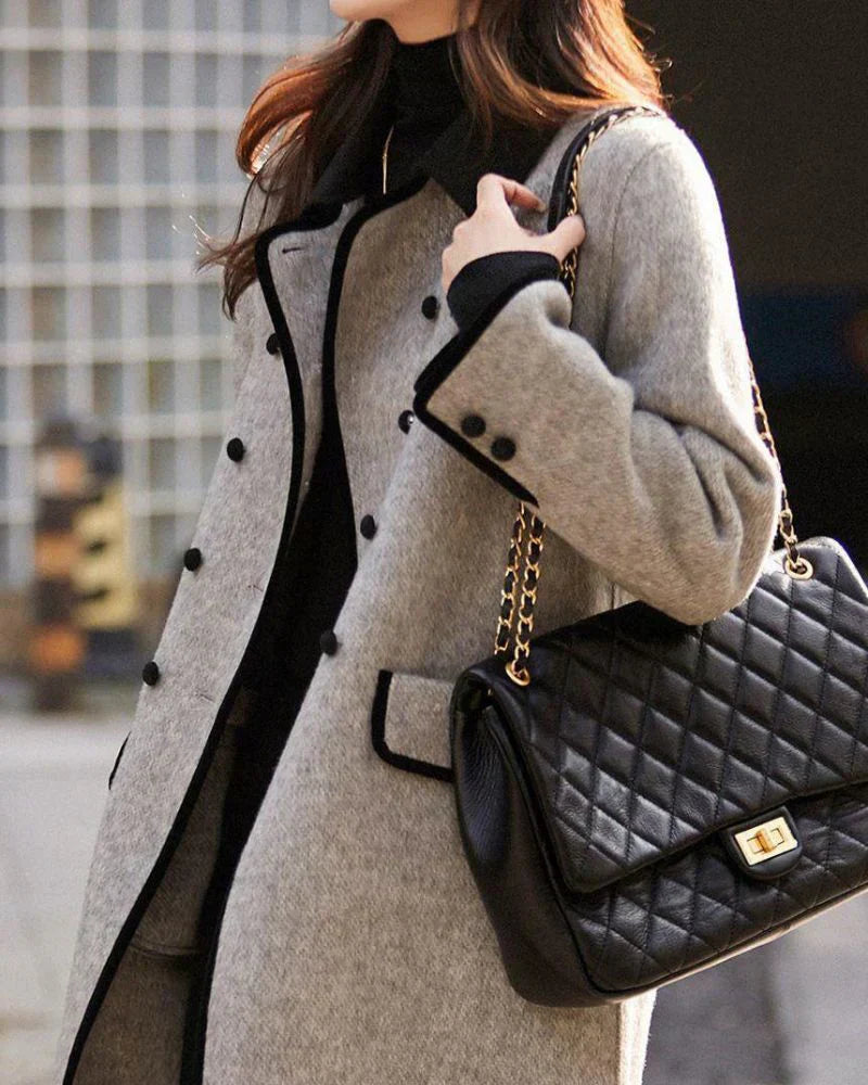 Yarah Jas | Dames Herfst Double-Breasted Wollen Jas