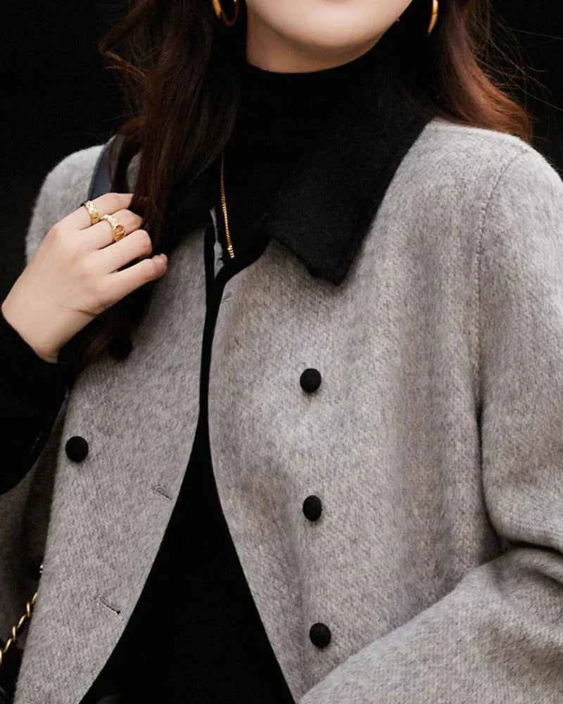 Yarah Jas | Dames Herfst Double-Breasted Wollen Jas