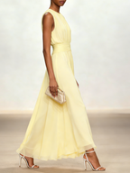 Dames Mouwloze A Lijn Maxi Jurk Chiffon