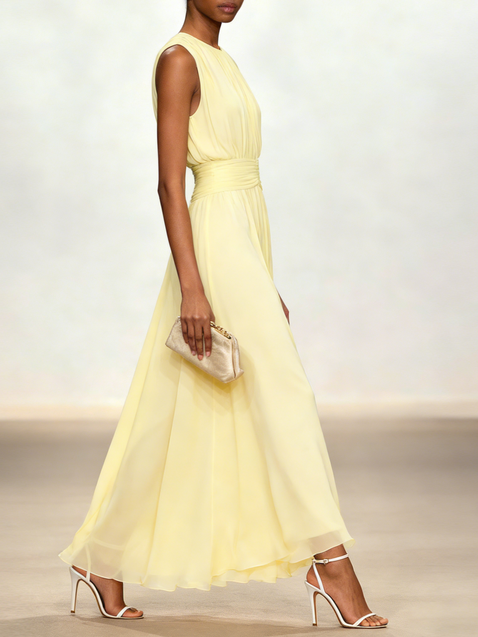 Dames Mouwloze A Lijn Maxi Jurk Chiffon