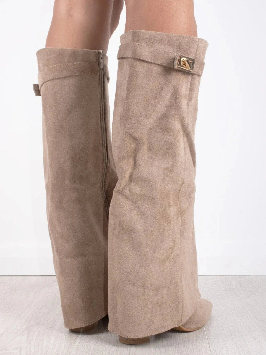 Dames Suède Boots met Gouden Details