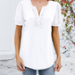 Vasila Blouse | Dames Herfst Blouse met Korte Mouwen, Knopen en Pofmouwen